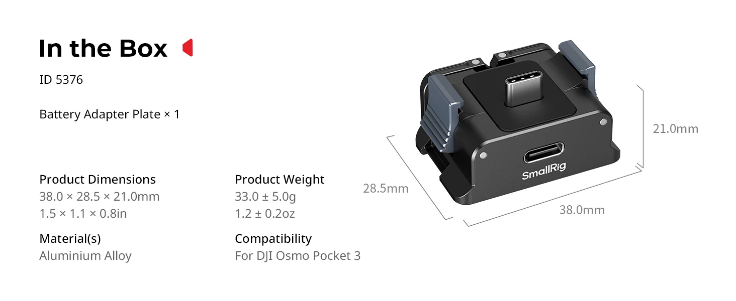 SmallRig Batterie-Adapterplatte für DJI Osmo Pocket 3, mit schützendem Silikonpad, 5-in-1-Schnittstelle für Action-Kameras 5376 – Detail 10