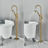 Brushed Gold Clawfoot Bathtub Faucet Freestanding Bath Tub Tap Floor Mounted Swivel Spout Bath Shower Faucet  Bathtub Mixer Tap 2