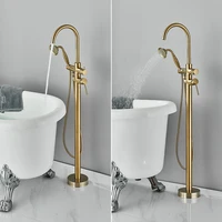 Brushed Gold Clawfoot Bathtub Faucet Freestanding Bath Tub Tap Floor Mounted Swivel Spout Bath Shower Faucet  Bathtub Mixer Tap 2