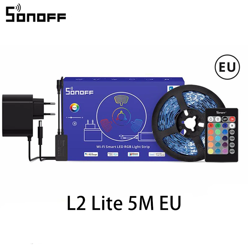 SONOFF L2 Lite 5M EU/US Smart Wifi LED Light Strip RGB Dimmable Flexible Strip Lights Ewelink Remote Control Can Be Free To CutSONOFF L2 Lite 5M EU/US Smart Wifi LED Light Strip RGB Dimmable Flexible Strip Lights Ewelink Remote Control Can Be Free To Cut 