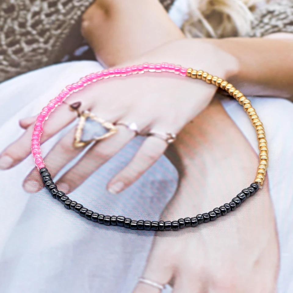 Set 8 Braccialetti Elasticizzati Bohémien Con Perline Multicolore – Impilabili, Regolabili, Donna
