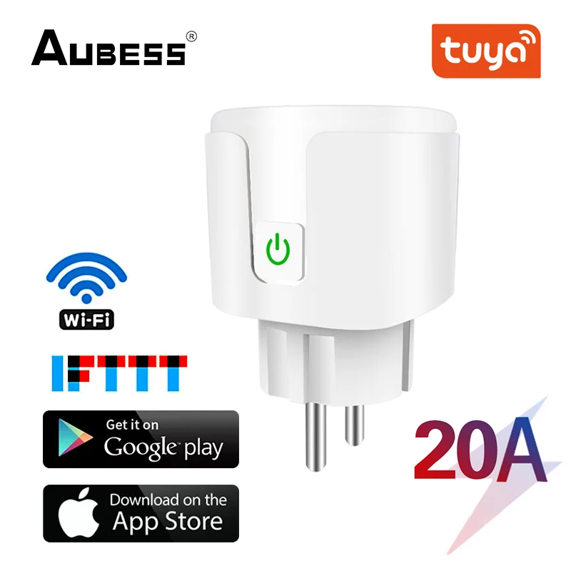 Aubess Smart Socket EU 16A/20A AC100-240V Wifi Smart Plug Power Outlet,  Alexa Google Home Voice Control, For Tuya Smart Life APP - AliExpress