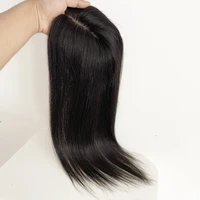 8x12cm Hand Tied Silk Base Human Hair Topper Hair Extension Wigs Virgin European Hair Silk Top Lace Toupee for Women with Clips in Hairpiece 2