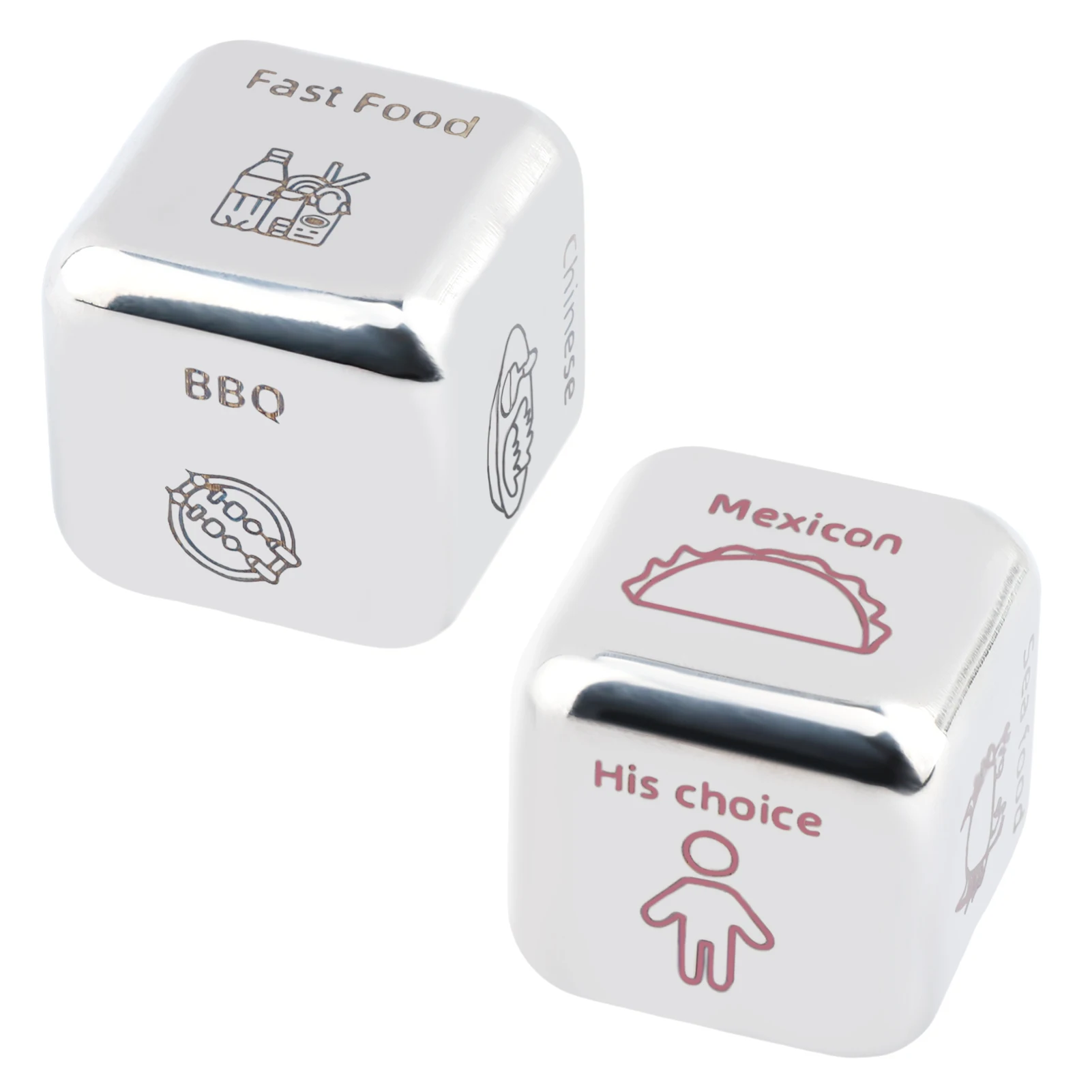 

2pcs Valentines Day Wife Husband Birthday Boyfriend Girlfriend Stainless Steel Small Couple Gifts Food Decision Dice Portable