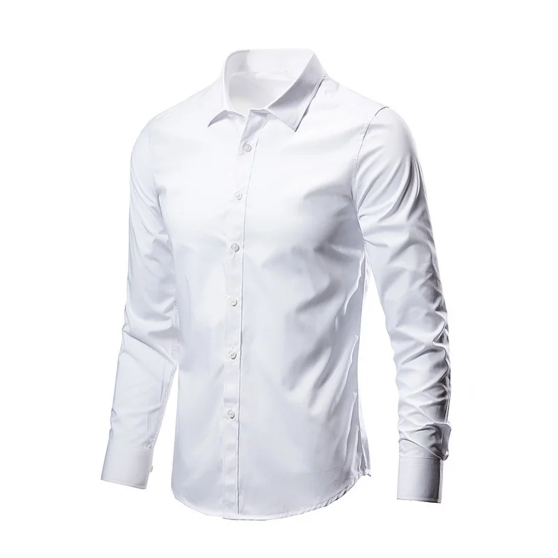 Men’s Luxury Business Formal Work Shirt Plaid Slim Fit Button-down Collar