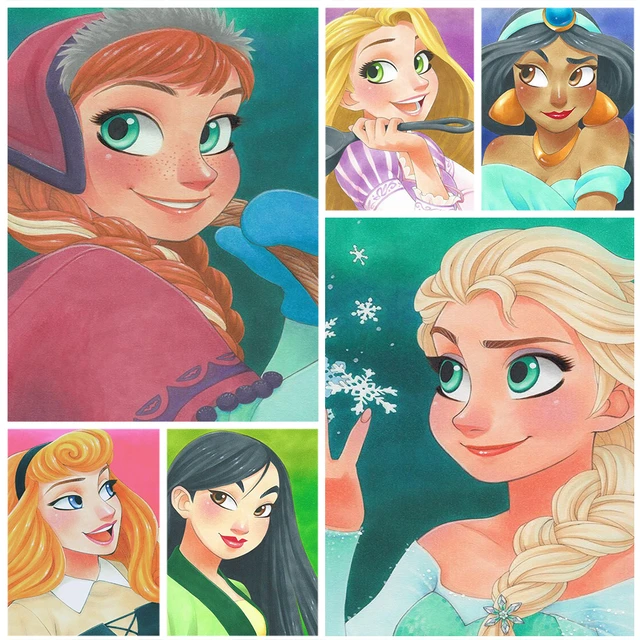 Disney-pintura diamante 5D DIY de princesa de dibujos animados, bordado  de diamantes de imitación cuadrados/redondos, decoración artística