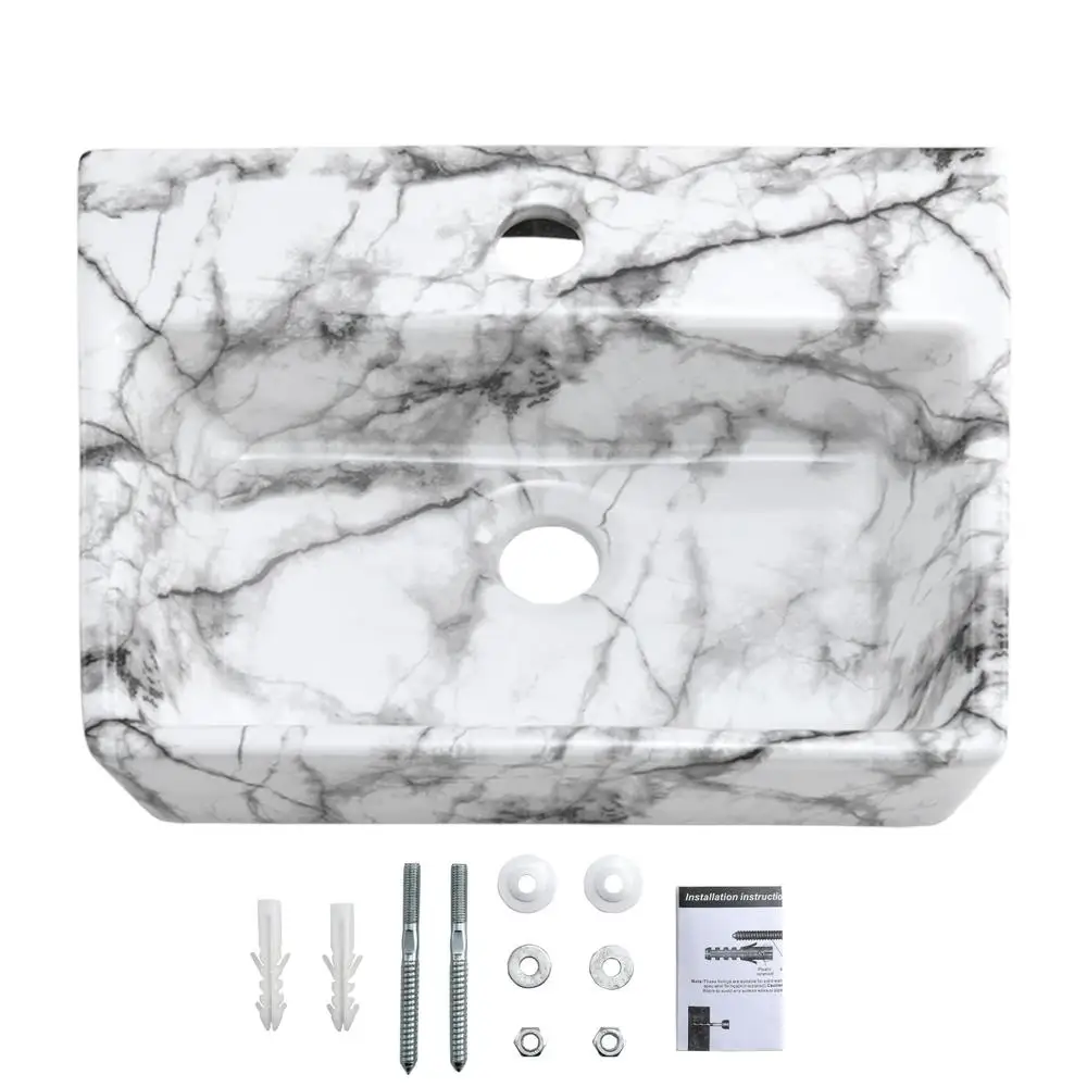 Modern Style European Design Corner Bathroom Sink Premium Ceramic Wall Mount Easy to Clean White Sink Small Spaces Versatile 2