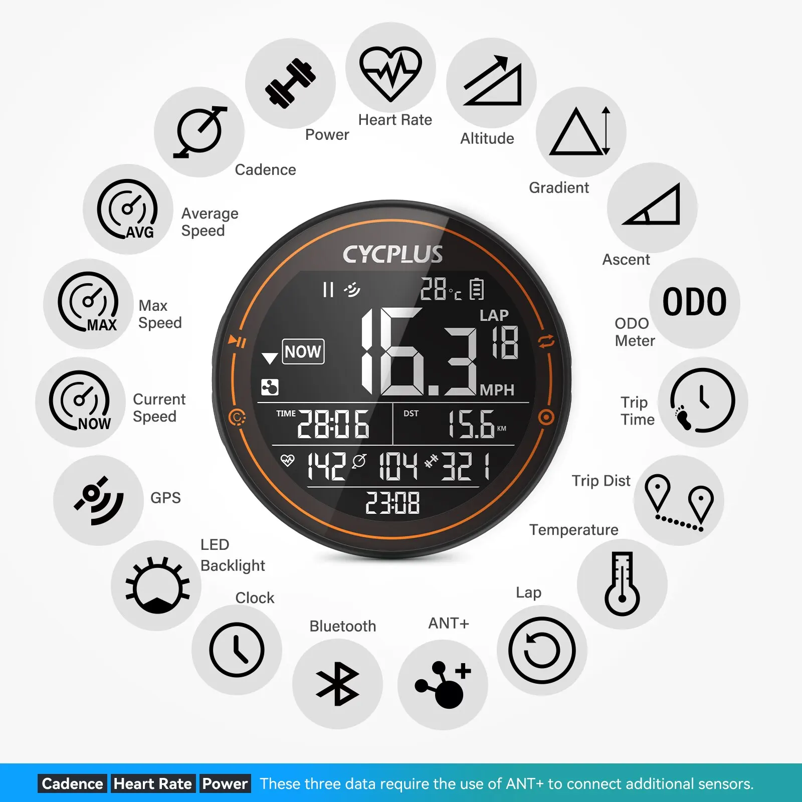 Беспроводной велосипедный GPS-компьютер CYCPLUS M2 ANT + Bluetooth, дорожный велосипед MTB, водонепроницаемый измеритель скорости, аксессуары для измерения частоты вращения педалей