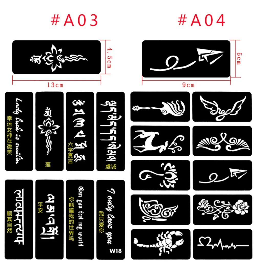 Stencils Tatuagem Pasta Álbum Conjunto Estilo Fixo