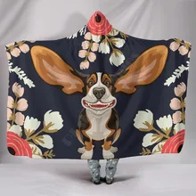 

Floral Hound Hooded Blanket 3D Printed Hooded Blanket Adult child Sherpa Fleece Wearable Blanket Microfiber Bedding
