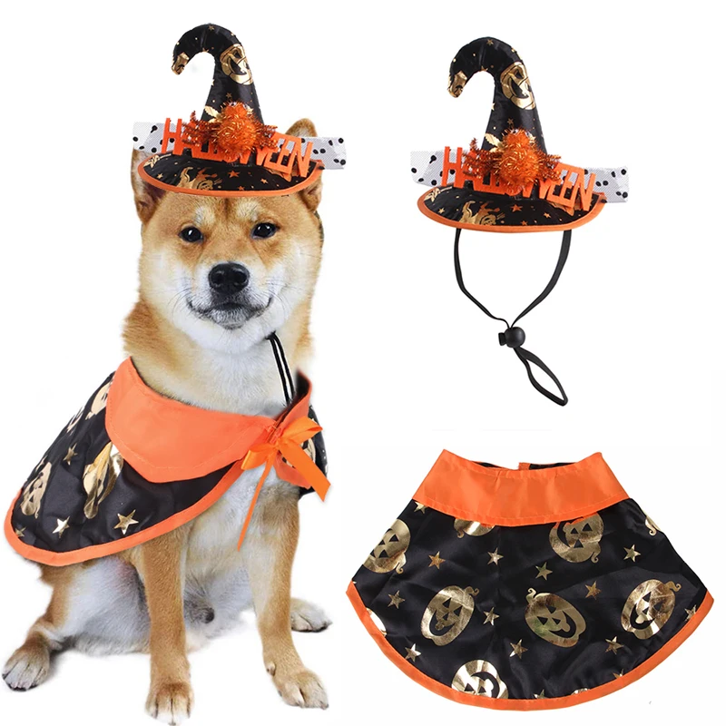 

Популярная шапка для собак на Хэллоуин 2022, костюм для собак, накидка для французского бульдога, с рисунком черепа, тыквы на Хэллоуин, шляпа для животных для собак чихуахуа