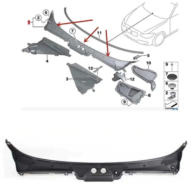WIPER WATER PLATE 51717240672 for BMW 1-2 Series F20 F23 F22 F21 2012 -
