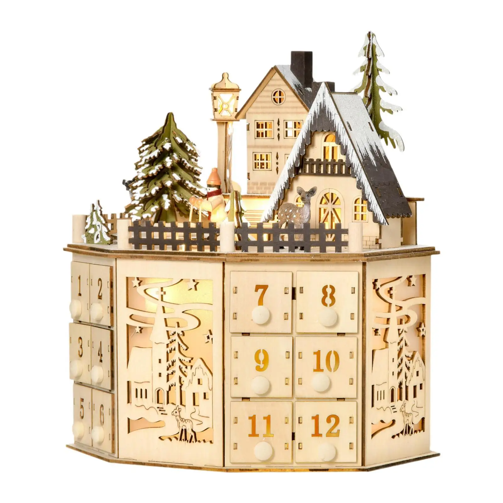 Calendario Dell'Avvento Rayher In Cartapesta FSC 100% Riciclata – 36x6,5x40 Cm, 24 Cassetti, Da Decorare