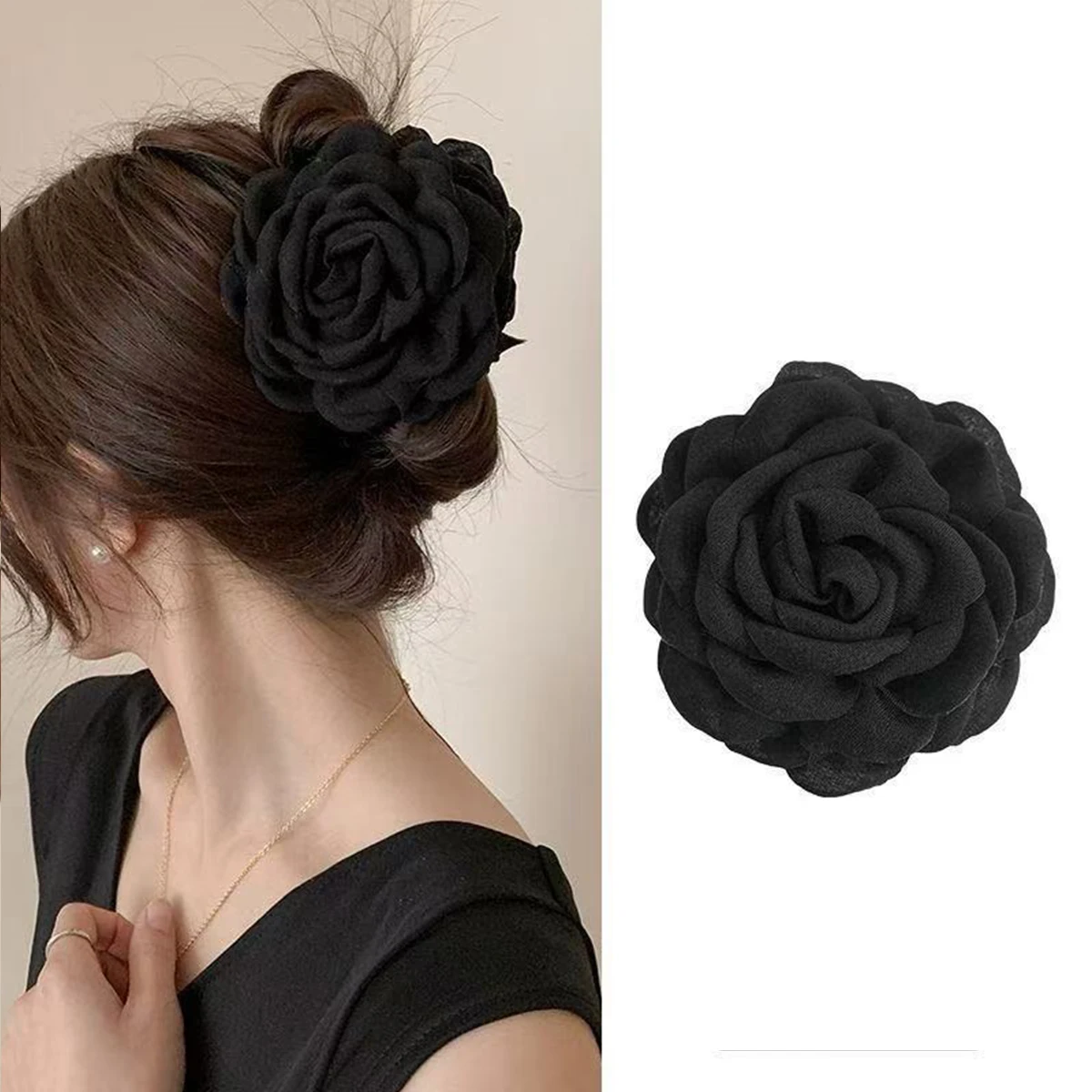 1pc tuch temperament elegante blume greifen clip, resort strand haar zubehör greifen shark clip, die hinterseite der kopf pfanne haar cla – Detail 7
