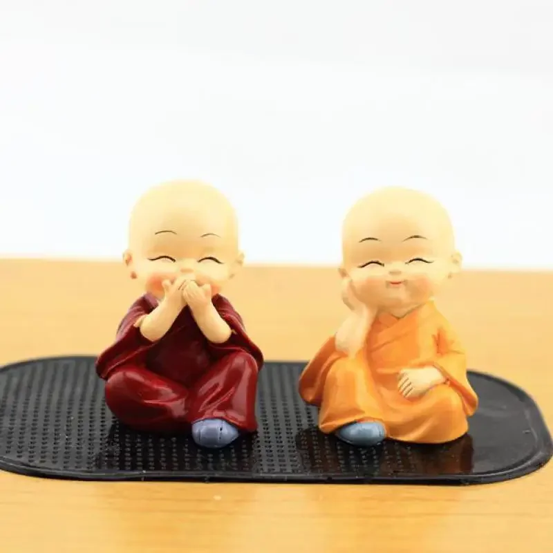 

4 Pcs Set Creative Resin Little Monks Kung Fu Boy Crafts Figurine Cute Doll Buddha Statue Miniature Figurines Car Ornaments Gift