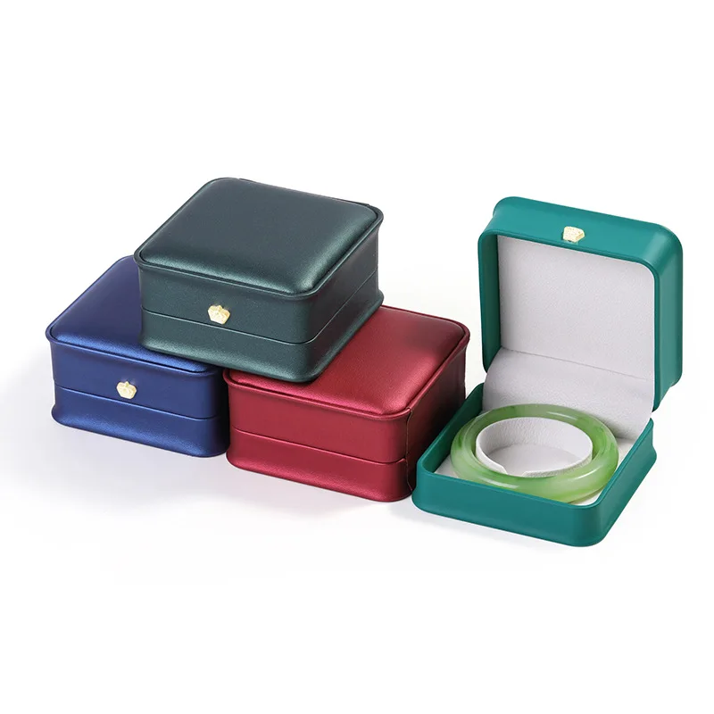 

New Luxury PU Leather Square Bracelet Box Necklace Jewelry Storage Boxes Bangle Case Engagement Wedding Counter Display Packing