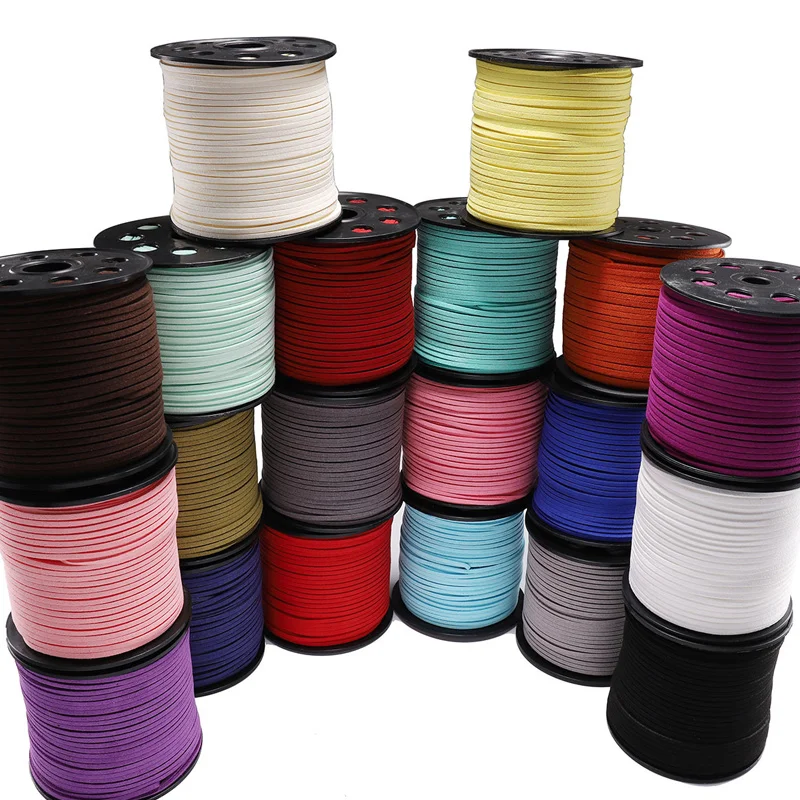 2.5mm 10m Suede Leather Cords Artificial Leather Flat Thong Cord Bracelet Necklace Findings Rope String For Jewelry DIY Making