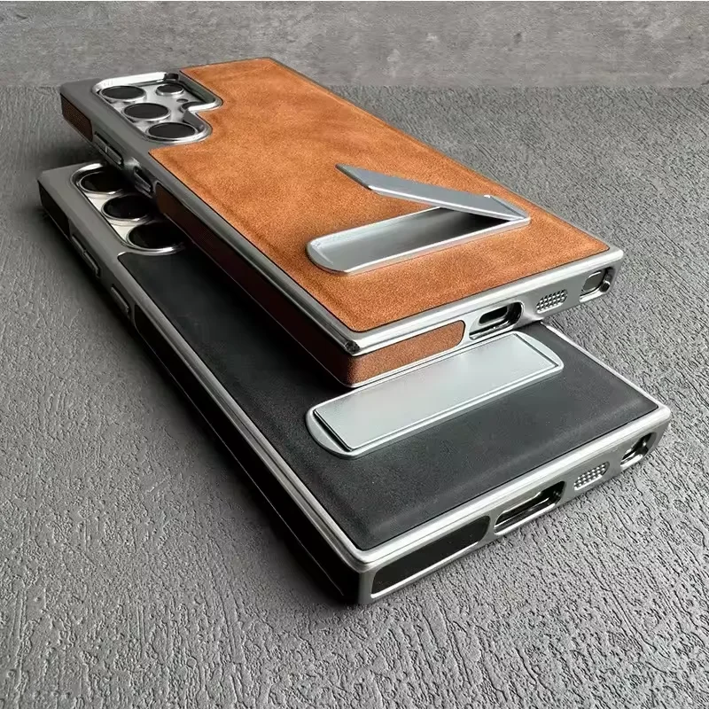 Executive PU Leather Phone Case with Kickstand and Foldable Stand Holder