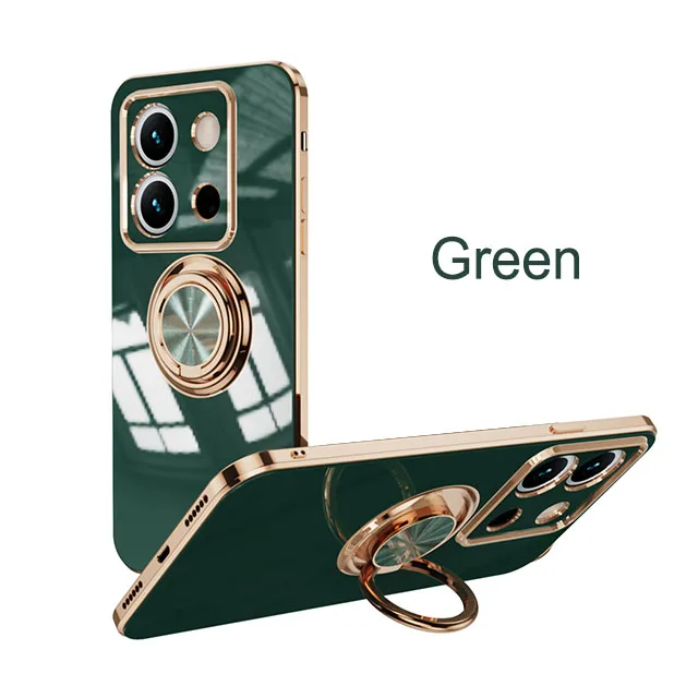 Elegant Plated Ring Holder Phone Case with Bracket
