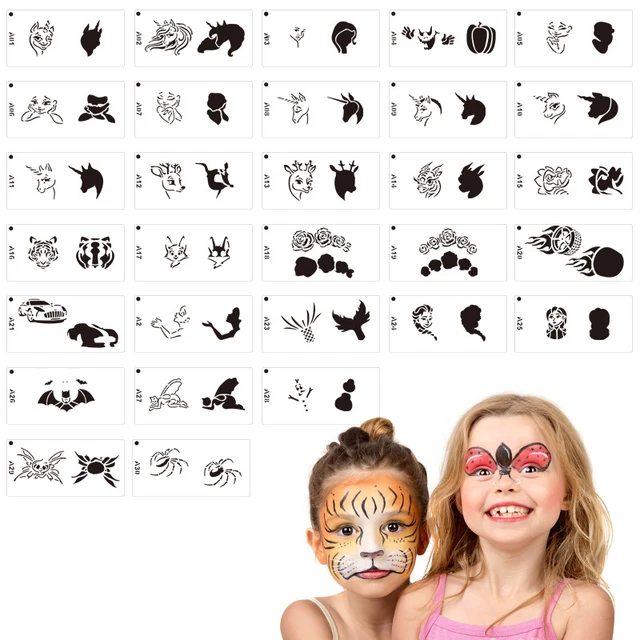 14*7.5cm New Face Painting Stencils Templates Professional Body Art Unicorn Deer Girl Plastic Makeup Tools - AliExpress 14-7-5cm-new-face-painting-stencils-templates-professional-body-art-unicorn-deer-girl-plastic-makeup-tools-aliexpress