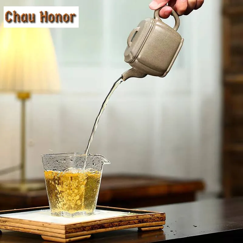 170ml Yixing Handmade Purple Clay Teapot Famous Square Tea Pot Raw Ore Graphite Duan Mud Beauty Kettle Chinese Zisha Tea Set