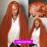 Perruques Lace Frontal HD Ginger Orange Deep Wave 13x4 13x6, Perruque Full Lace 360 Water Wave # Perruque en cheveux humains bouclés colorés 350% densité 220% 6