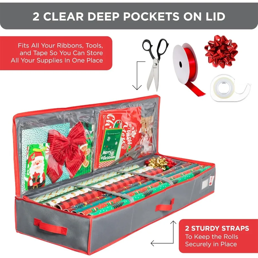 Premium Wrapping Paper Storage Container with Durable 600D TearProof Material for Organizing Up to 27 Paper Rolls Additional Po
