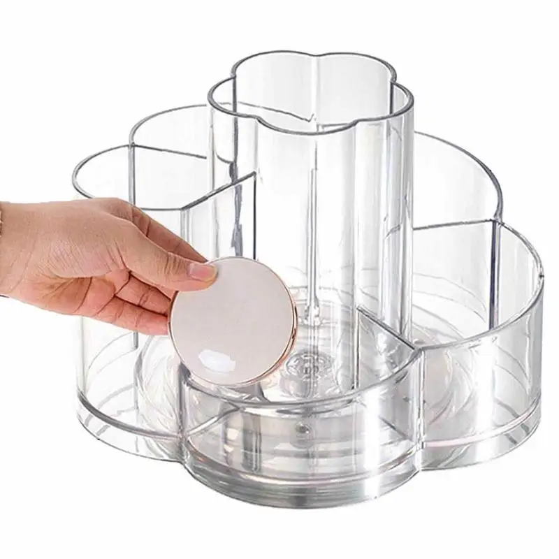 

Вращающийся органайзер для макияжа, 6 ячеек, органайзер для косметики и туалетного столика, вращающийся на 360 градусов Органайзер для косметики для туалетного столика