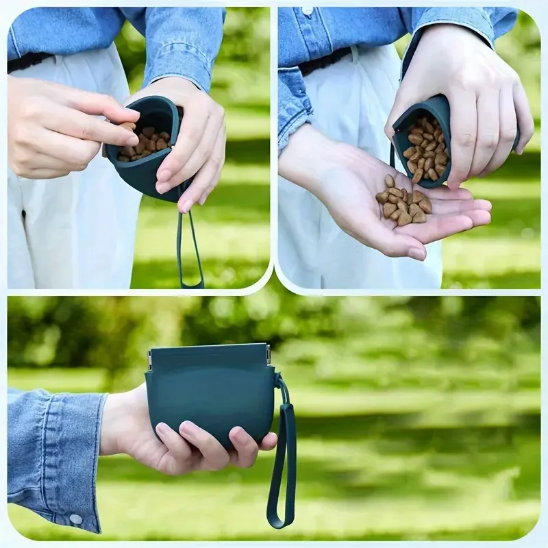 1pc silicone dog treat bag bag portable travel training bag details 1