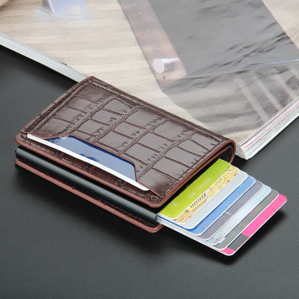 Men's card bag European and American RFID automatic card check card holder metal aluminum box wallet