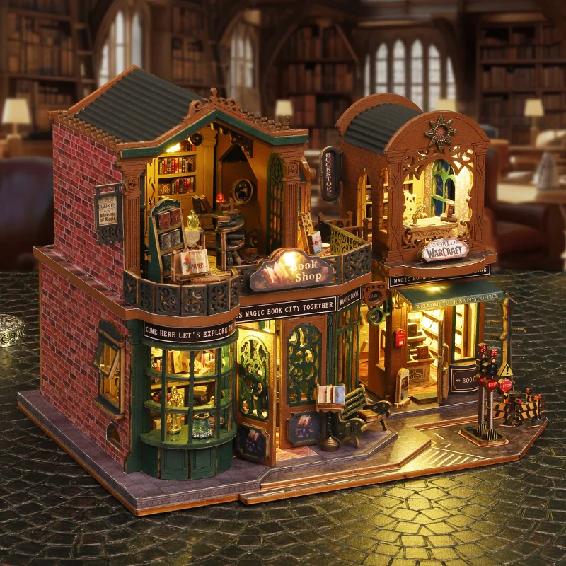 DIY Wooden Miniature Model Kit Twilight Book City Casa Doll Houses 3D Puzzle Dollhouse With Furniture for Friends Christmas Gift 3