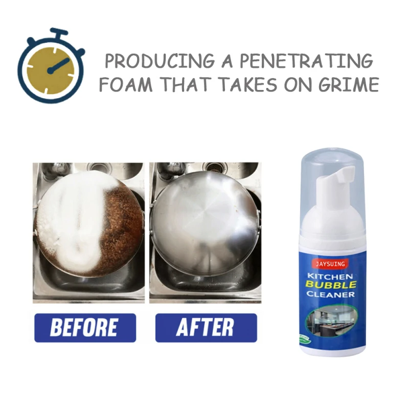 Cleaning Bubble Spray Kitchen Grease Cleaner Rust Remover Home Dirt Oil Descaling Detergent Bubble Foam 30ML