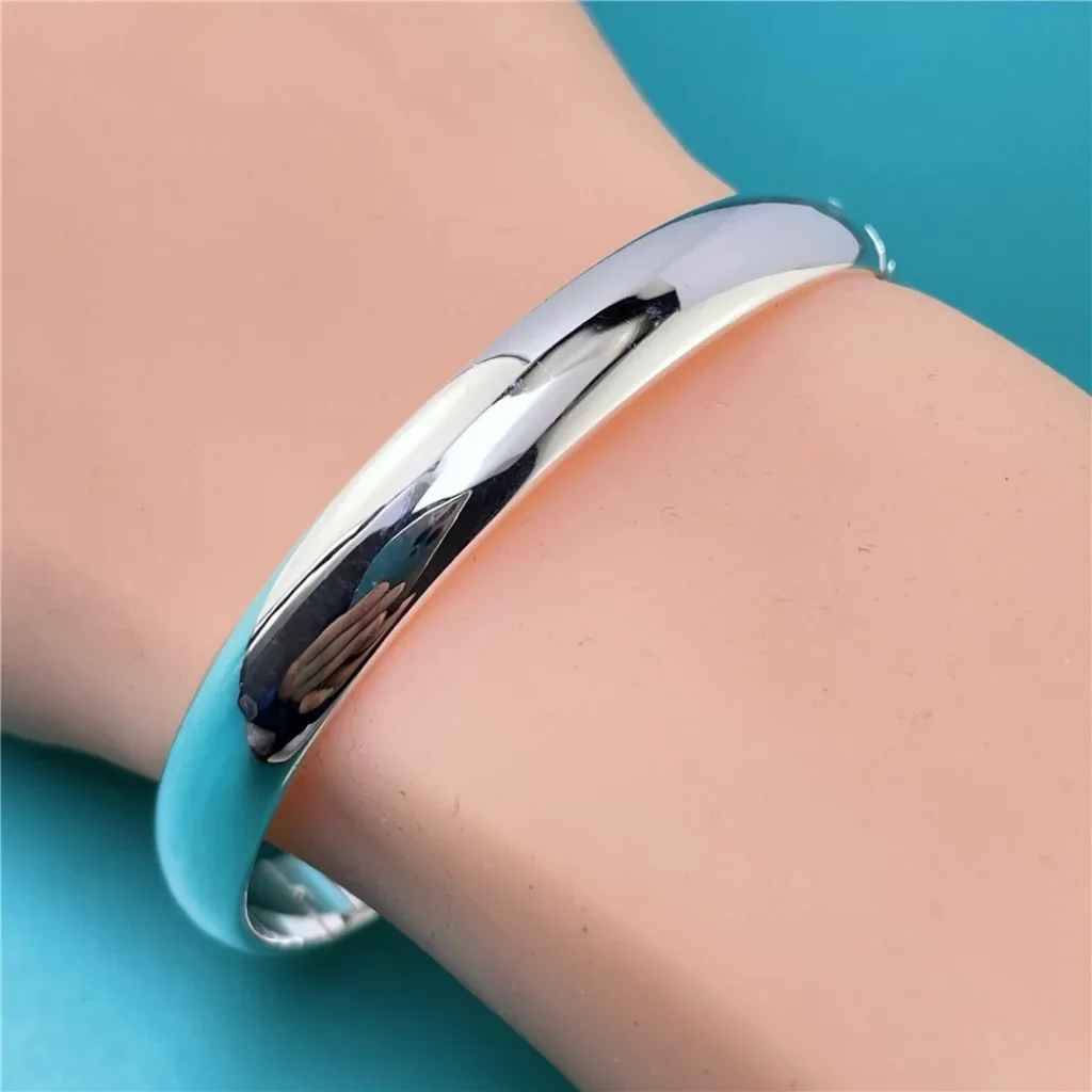 Bracciale Ouvert En Argent Regardé 925, Bijoux Simples Et Brillants, Cadeau À La Mode, Nouveau