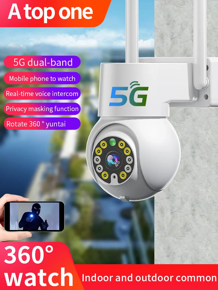 2.4G&5G 2MP 1080P Dual Band WIFI  Full Color Wireless PTZ IP Camera AI Humanoid Motion DetectioN Home Security CCTV Monitor ycc365 plus ip camera wifi e27 security monitor night vision full color auto rotating wireless 360 wifi surveillance bulb camera