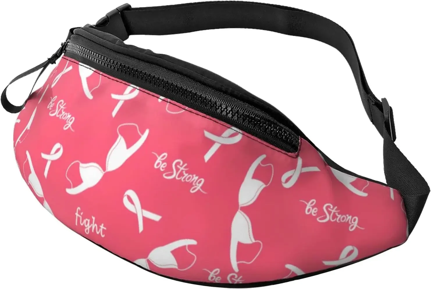 

Breast Cancer Casual Fanny Pack Men Women Waist Bag with Adjustable Strap Earphone Hole for Outdoor Sports Running Traveling