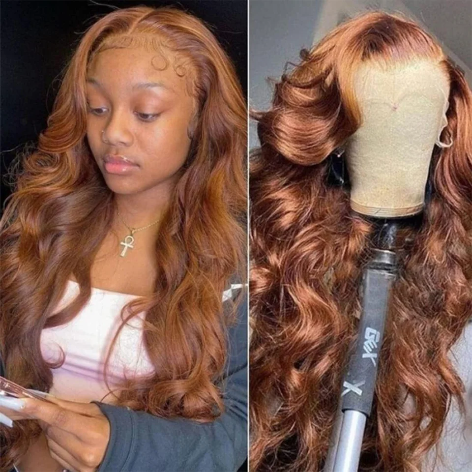 

13x4 Honey Blonde Brown Highlight Wig Human Hair Ginger HD Lace Frontal Wig Pre Plucked Brazilian Body Wave Lace Front Wig Remy