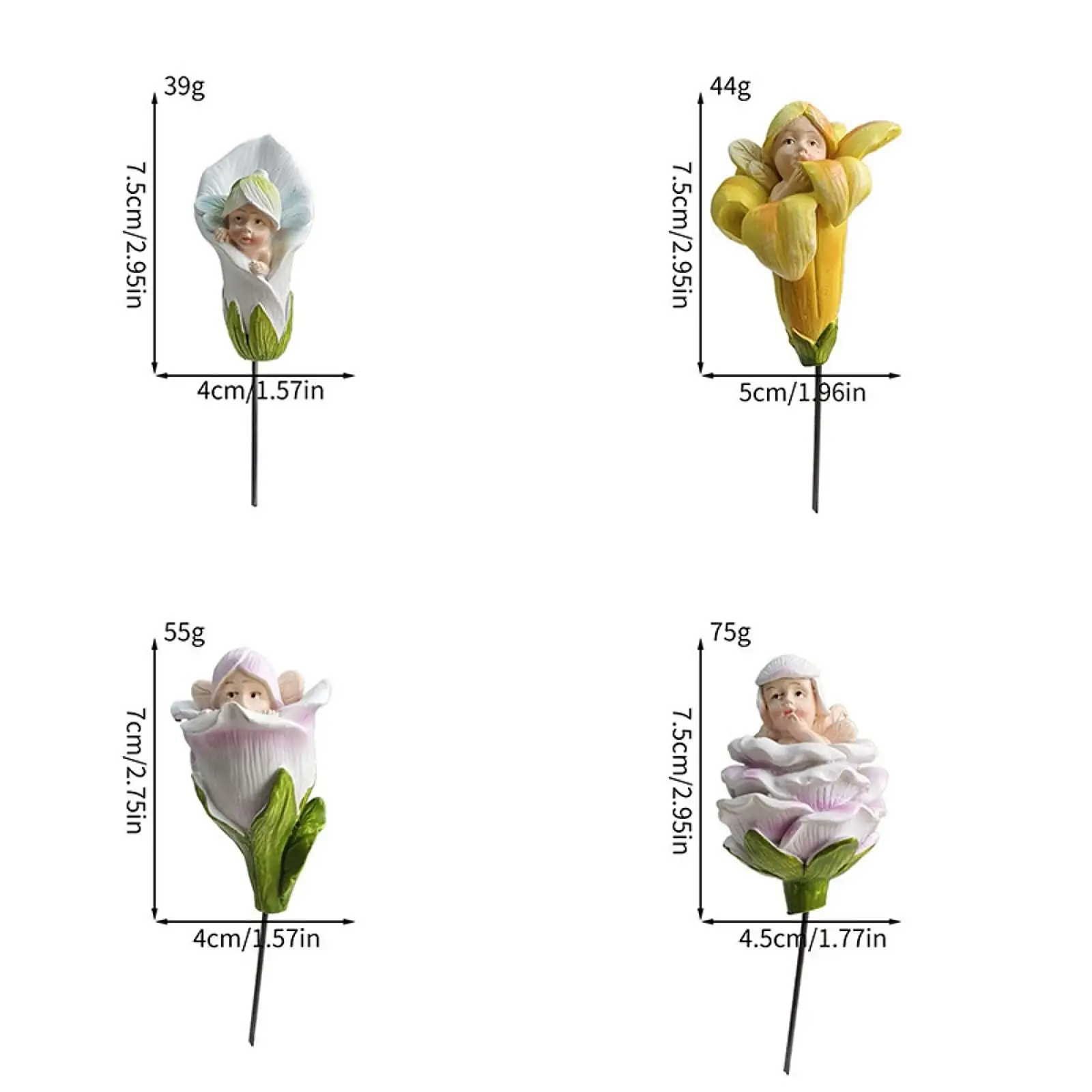 Fairy Garden Stakes Cute Creative Yard Decorations Resin Craft for Yard Planter Entrance Porch Lawn