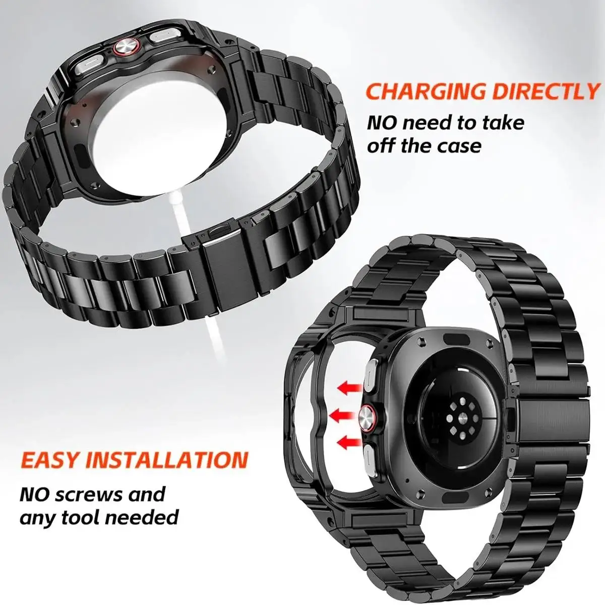 Premium Stainless Steel Watch Strap - Elegant Metal Band Bracelet Accessory