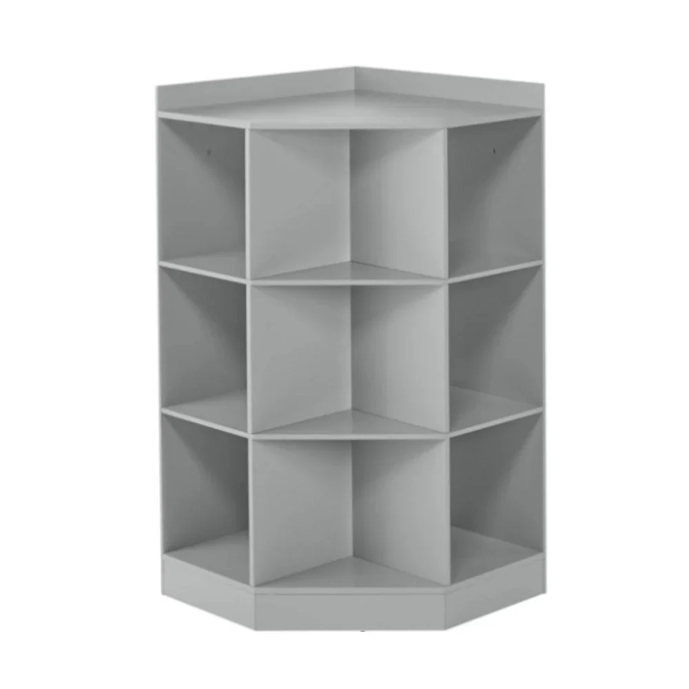 9-Cubby Kids Bookcase with Large Storage Drawers, Children's Corner Cabinet with 6 Cubes and 3 Shelves Wooden Storage Sideboard