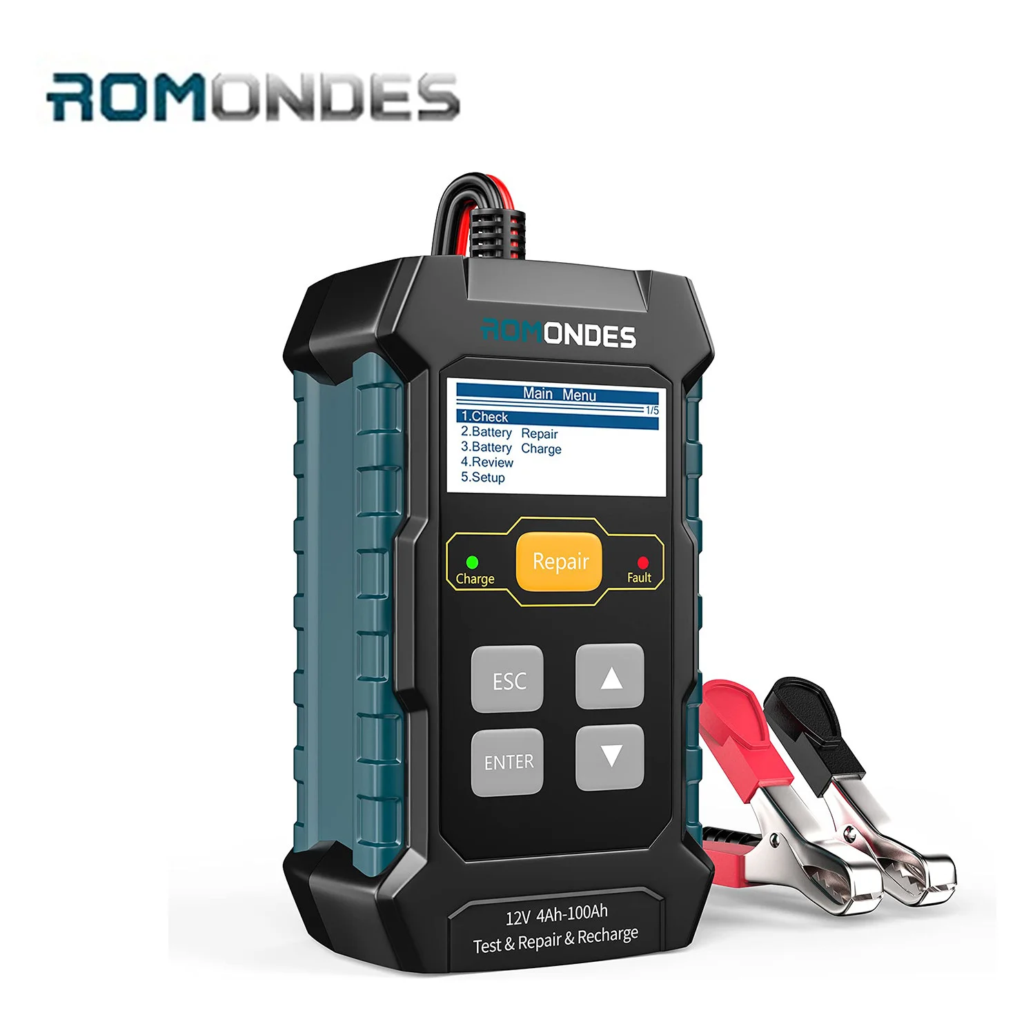 Romondes Rd510 3 In 1 Tester Per Batteria Per Auto 12V 4Ah-100Ah Caricabatteria Completamente Automatico Riparazione A Impulsi Per Autoveicoli Pk Konn