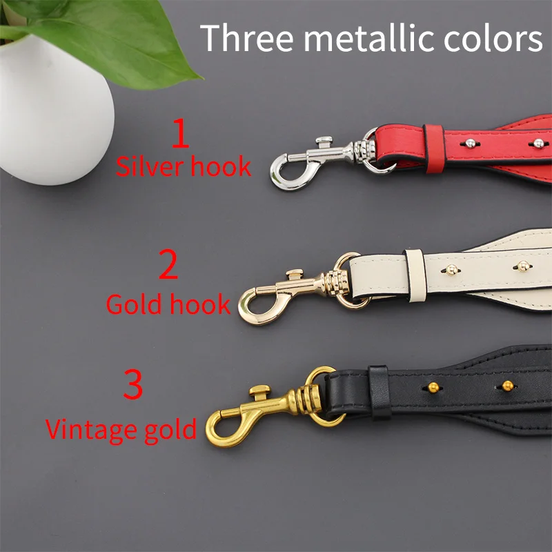 TINBERON Wide Shoulder Strap Genuine Leather Bag Strap Metal Hook Shoulder Bag Belt Strap Adjustable 95CM-110CM Bags Accessories