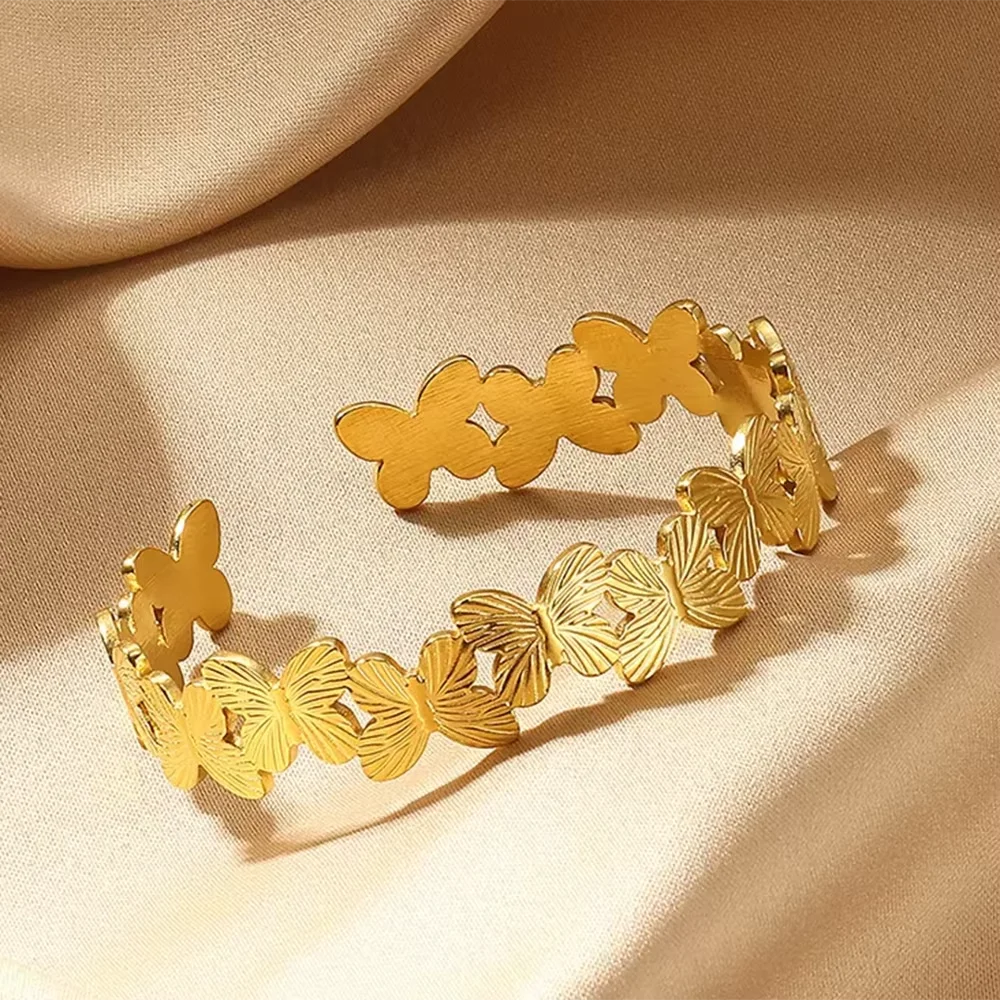 Stainless Steel Butterfly Bangles Bracelet For Women