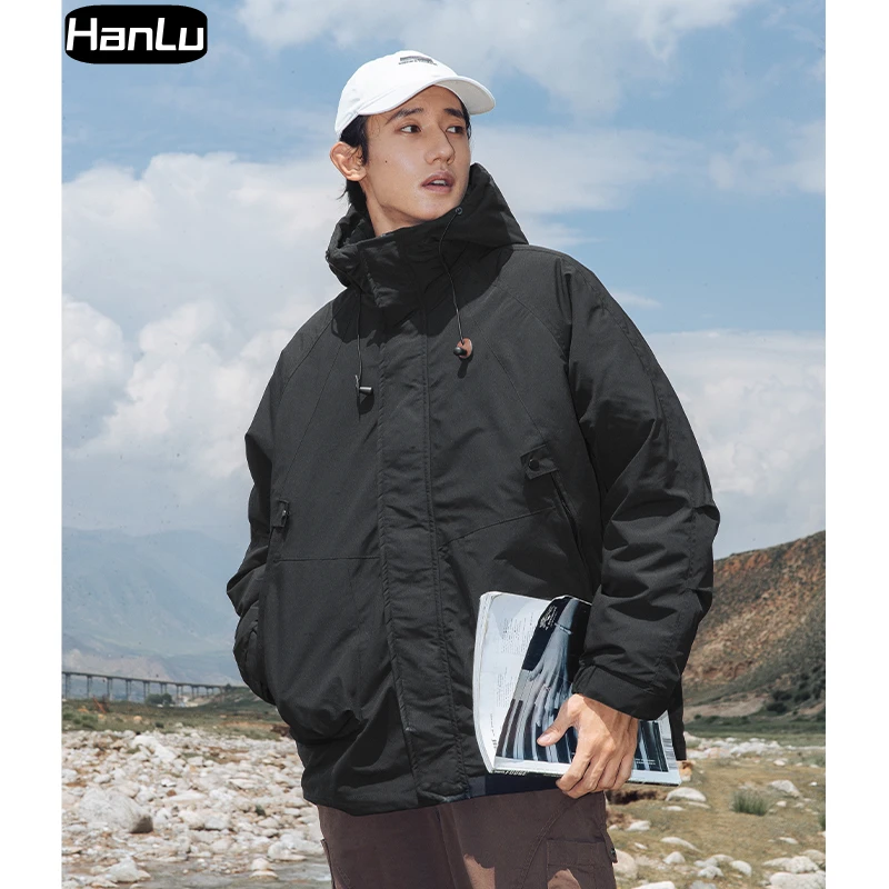 Men's Winter New Thickened Outdoor Three in One Charge Coat Men's Detachable 90 Down Coat Inner Tank Hooded Jacket Coat