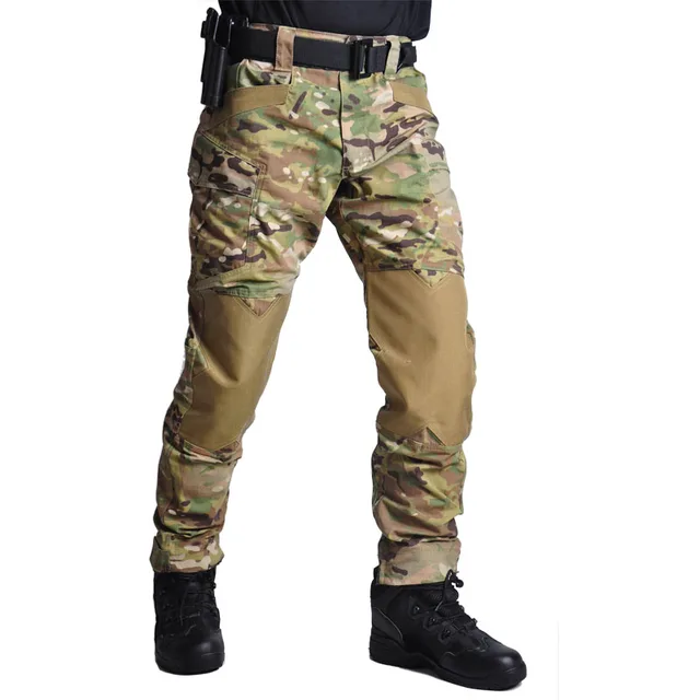 Pantalones tácticos Airsoft para exteriores, ropa militar de caza, pantalones de camuflaje del ejército, pantalones de Camping, reforzados con rodilla, duraderos 6
