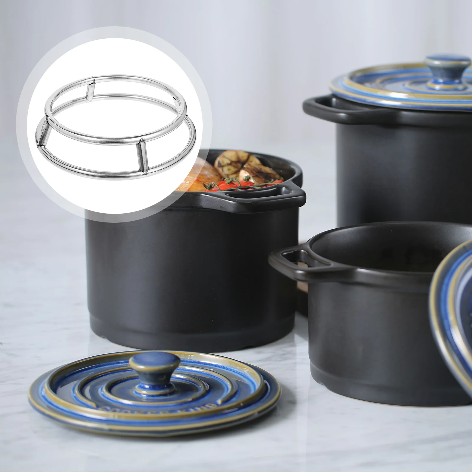 

Pot Storage Rack Countertop Wok Universal Multi-function Pan Stainless Steel Camping Holder