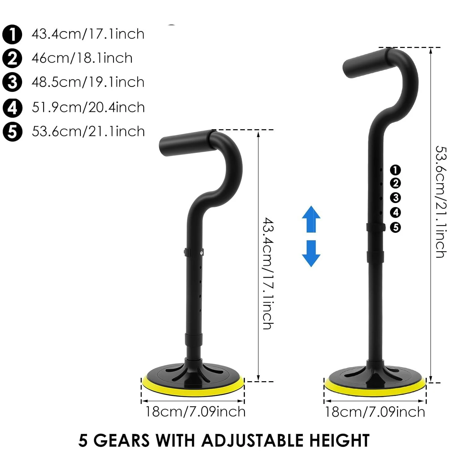 Mobility Aids Tool Portable Trekking Supplies Standup Helper Non-slip Bend Handle Get Up From Ground Metal Adjustable Safety