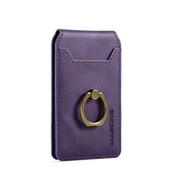 Elegant 2 - in - 1 Leather Magnetic Card Holder & Phone Wallet with Magsafe Functionality (Purple)