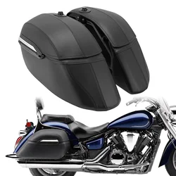 Motorcycle Universal Saddlebag Luggage Black Hard Bag Side Case Box Mounting Kit For Harley Touring Softail Kawasaki Honda BMW