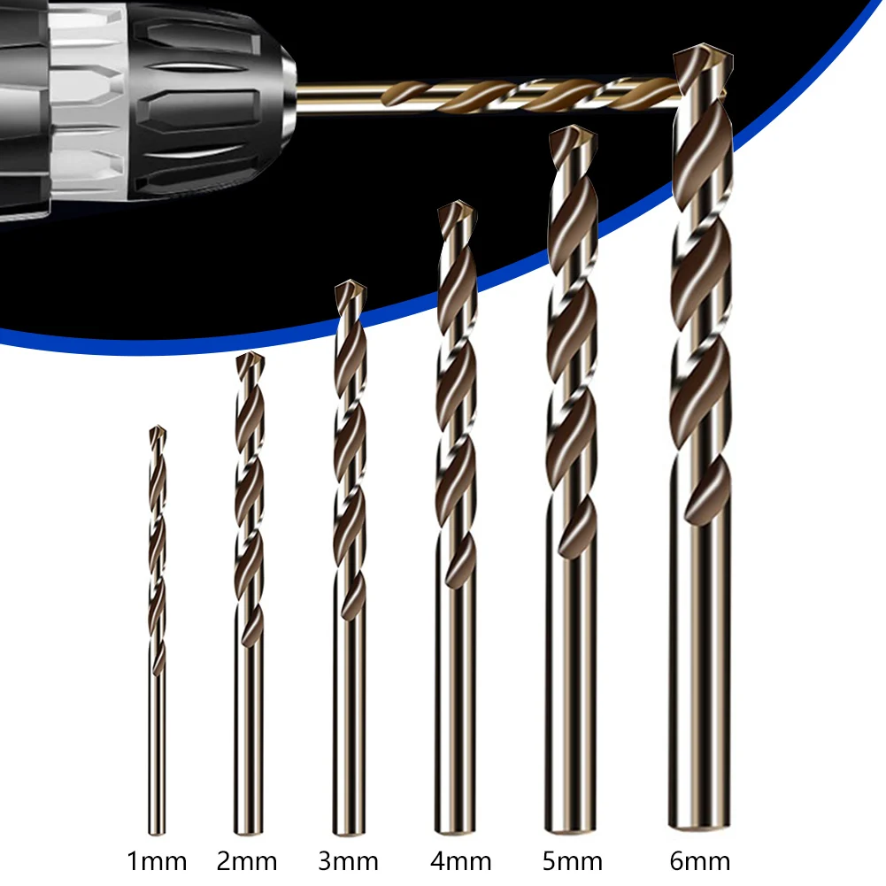 

None Drill Bit Drill Bit Set 1/2/3/4/5/6mm 5% 6pcs Auger Cobalt Drill Bit Drilling For Metal HSS-Co Round None
