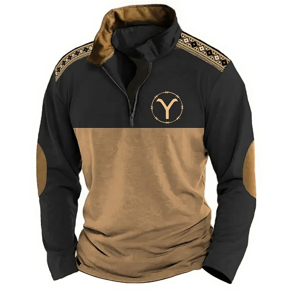 

Oversized Men’s Tops Male Yellowstone Style Loose Vintage Clothing Autumn Hoodies for Men's sweater 3D Cowboy Printed Pullover